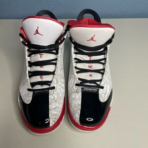 Nike Air Jordan Dub Zero sneakers in a white, black & varsity red color way 10